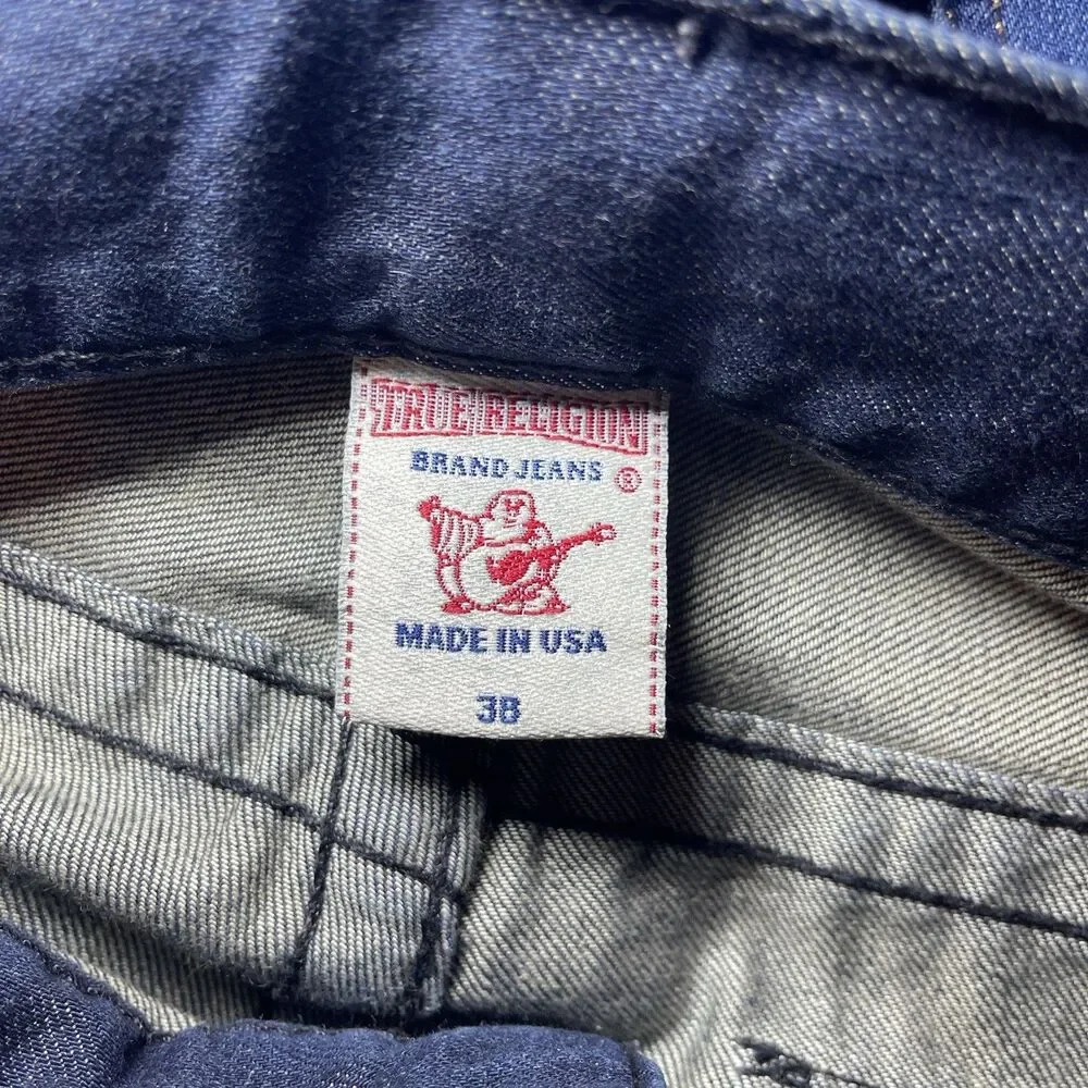 True Religion Jeans Men 38 Ricky Flap Pocket Dark Wash Cotton (30x29.5)